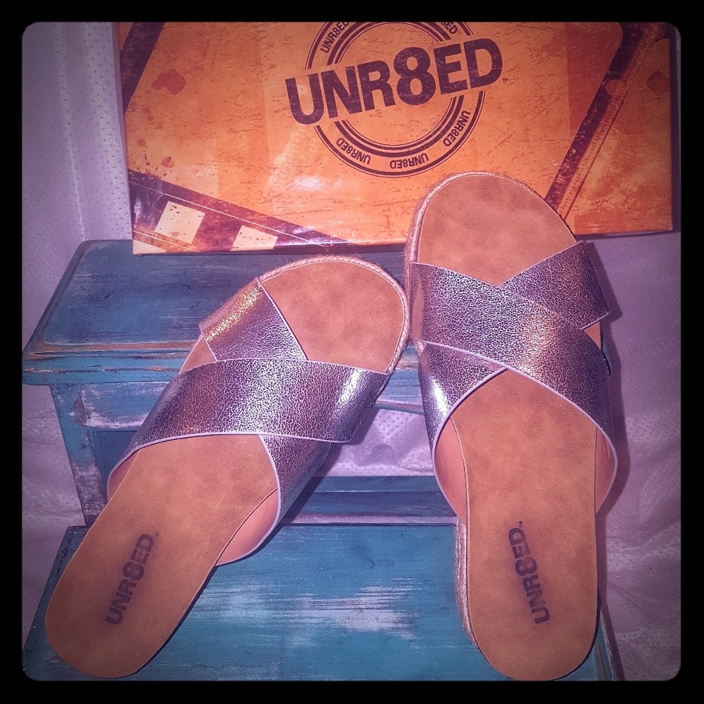 Silver Cross Over Slip On Espadrille Platform